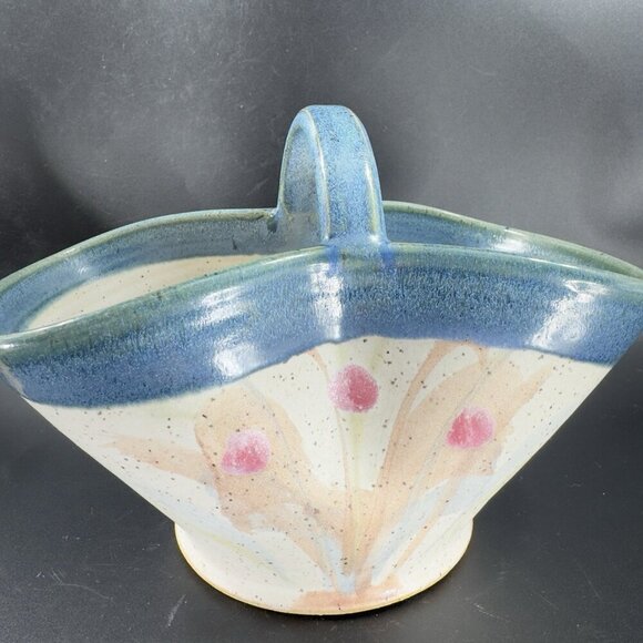 2004 North Carolina RUSSELLWOOD Pottery Hand Made Basket Dish Bowl Signed VTG - Picture 8 of 14